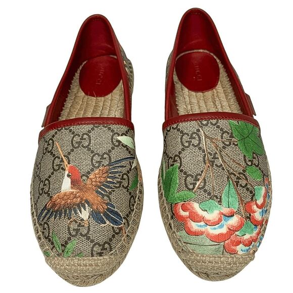 Gucci Pilar Espadrille Flats EU 36.5 US 6.5 GG Supreme Logo St. Tian Slip Ons - Picture 2 of 15